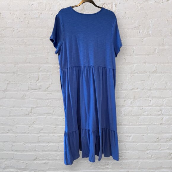 XXL Plus Size Old Navy Blue Short-Sleeve Tiered Midi Dress - Picture 4 of 5